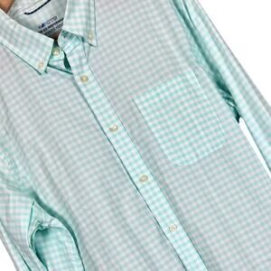 Vineyard Vines Mens L‎ Green Gingham OTG Performance BRRR Preppy Coastal Shirt